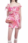 Anna Sui Arabesque Linen Tie Mini Dress In Corel Multi