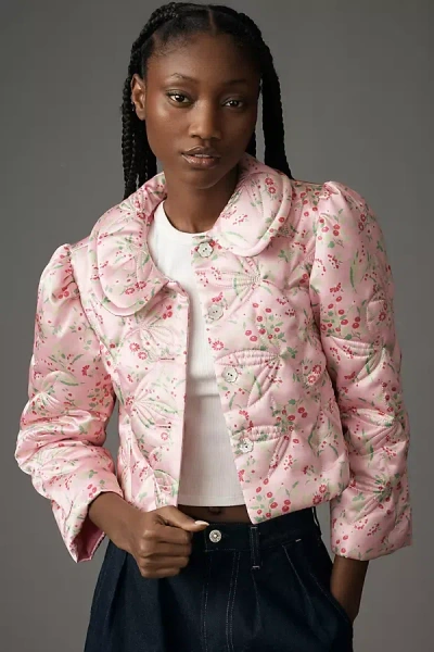 Anna Sui Arcadia Blossom Cropped Lady Jacket In Pink