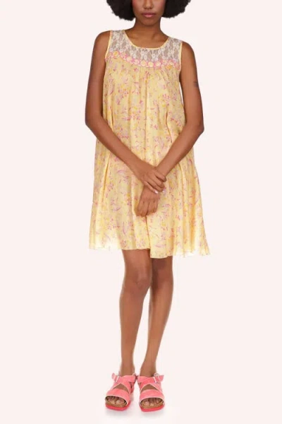 Anna Sui Arcadia Blossom Sleeveless Dress In Yellow