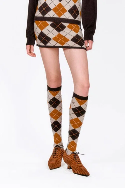 Anna Sui Argyle Knit Skirt In Marmalade Multi