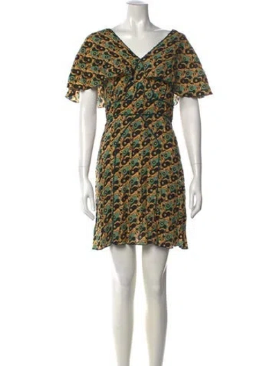 Pre-owned Anna Sui Bamboo Mini Dress In Blue