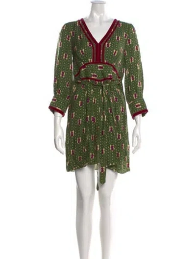 Pre-owned Anna Sui Bamboo Mini Dress In Green