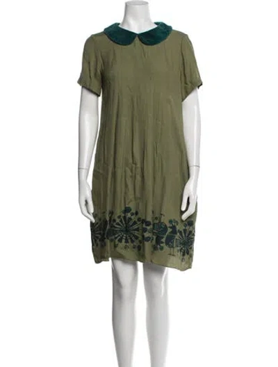 Pre-owned Anna Sui Bamboo Mini Dress In Green
