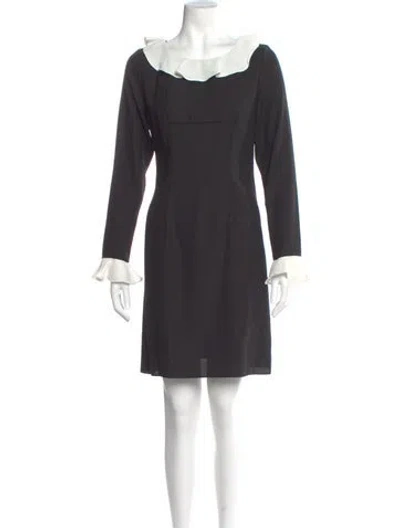Pre-owned Anna Sui Bateau Neckline Mini Dress In Black