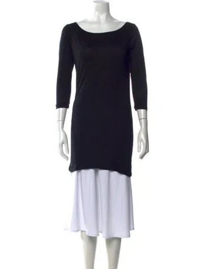 Pre-owned Anna Sui Bateau Neckline Three-quarter Sleeve Top In Black