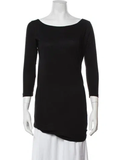 Pre-owned Anna Sui Bateau Neckline Three-quarter Sleeve Top In Blue