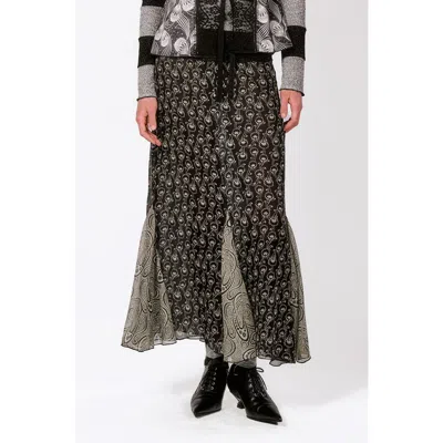 Anna Sui Beardsley Combo Maxi Skirt In Black Multi