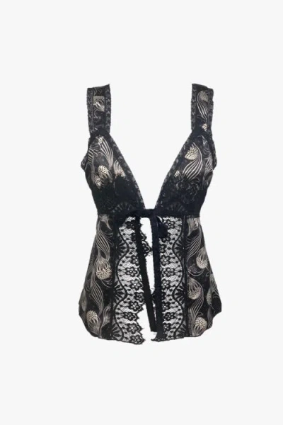 Anna Sui Beardsley Satin Camisole In Black Multi