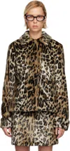 Anna Sui Beige & Black Leopard Faux-fur Jacket In Animal Print