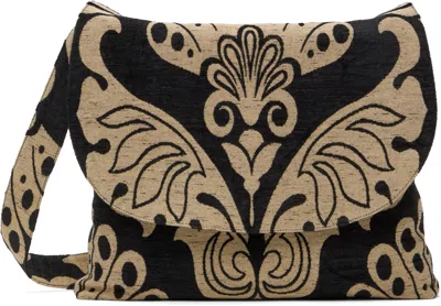 Anna Sui Black & Beige Beardsley Tapestry Bag In Black Multi