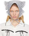 Anna Sui Black & White Ruffle Headscarf In Blue