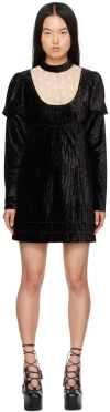 Anna Sui Black Cream Lace Minidress In Black