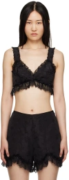 Anna Sui Black Floral Camisole In Black