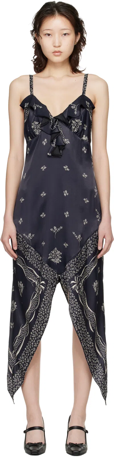 Anna Sui Black Handkerchief Midi Dress