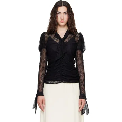 Anna Sui Black Long Sleeve Blouse