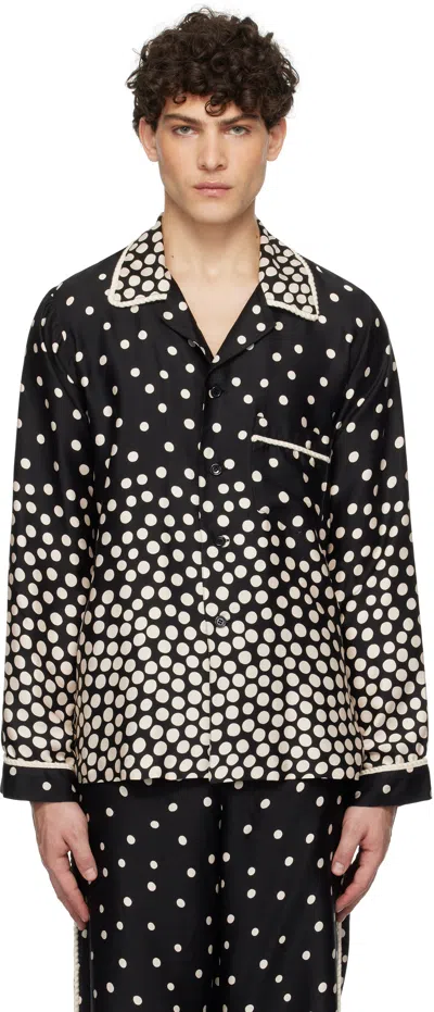 Anna Sui Black Polka Pyjama Shirt In Gradient