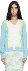 Anna Sui Blue & White Amalfi Knit Cardigan In Blue Multi