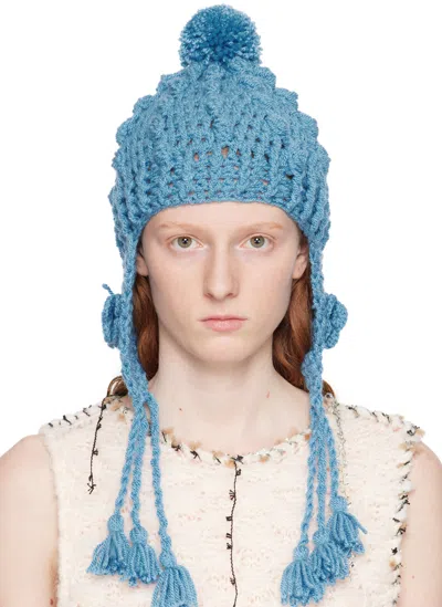 Anna Sui Blue Butterfly Beanie In Cornflower