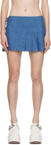 Anna Sui Blue Safety Pin Denim Miniskirt In Denim