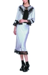 Anna Sui Boudoir Satin Beaded Fringe Bed Jacket In Silver