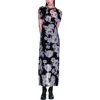 Anna Sui Cabbage Rose Devore Maxi Dress In Black