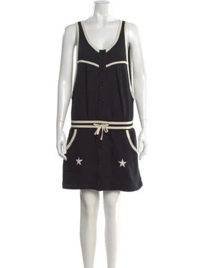 Pre-owned Anna Sui Colorblock Pattern Mini Dress In Black
