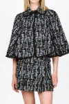 Anna Sui Cornflower Tweed Cape In Cornflower Multi