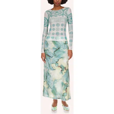 Anna Sui Cosmos Mesh Skirt In Green