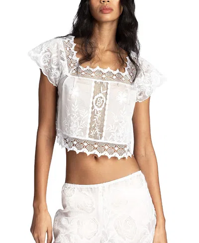 Anna Sui Cottage Rose Lace Top In White