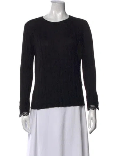 Pre-owned Anna Sui Crew Neck Long Sleeve Top In Black/metallic