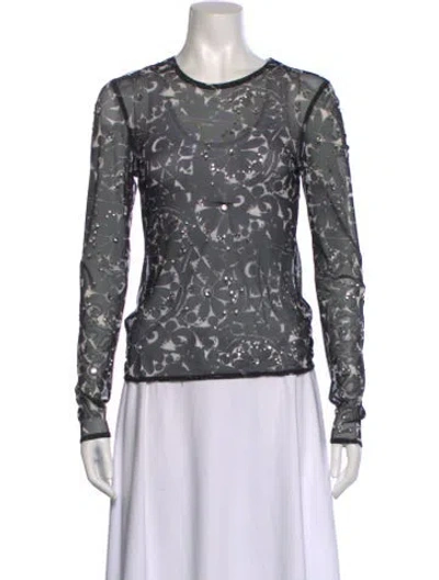 Pre-owned Anna Sui Crew Neck Long Sleeve Top In Multi