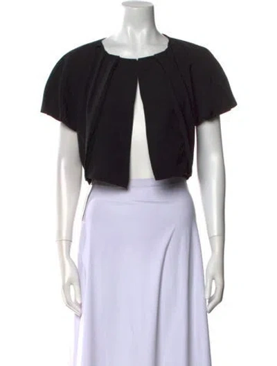 Pre-owned Anna Sui Crew Neck Short Sleeve Crop Top In Black