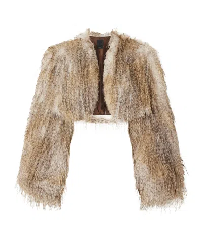 Anna Sui Shearling Cropped Coat In Brown