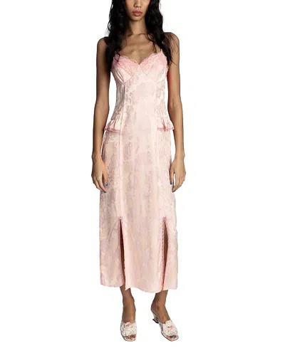 Anna Sui Damask Rose Brocade Slip Dress In Pink