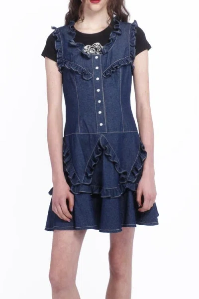 Anna Sui Denim Ruffle Dress