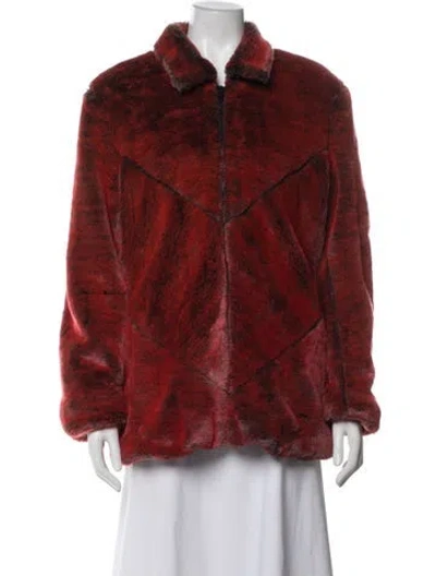 Pre-owned Anna Sui Faux Fur Jacket In Red