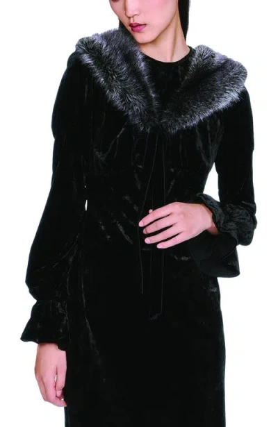 Anna Sui Faux Silver Fox Collar In Gray
