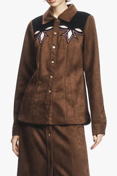 Anna Sui Faux Suede Appliqué In Brown