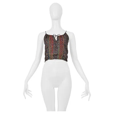 Pre-owned Anna Sui Floral Mini Tank With Ties In Gray