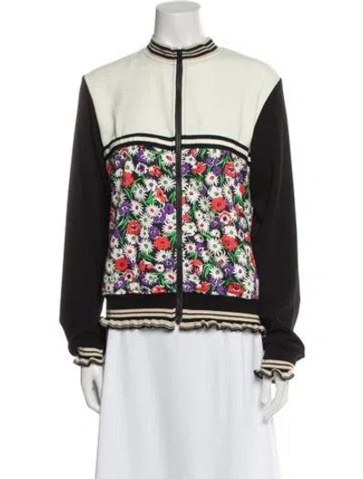 Pre-owned Anna Sui Floral Print Bomber Jacket In Black