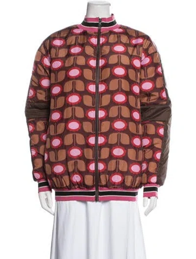 Pre-owned Anna Sui Floral Print Bomber Jacket W/ Tags In Brown