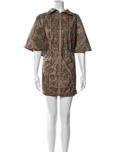 Pre-owned Anna Sui Floral Print Coat In Neutral