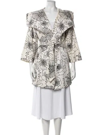 Pre-owned Anna Sui Floral Print Coat In Neutrals