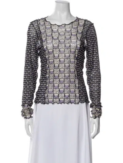 Pre-owned Anna Sui Floral Print Crew Neck Blouse In Multi