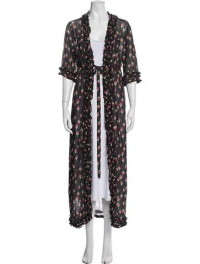 Pre-owned Anna Sui Floral Print Jacket In Black