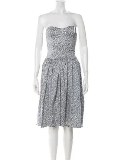Pre-owned Anna Sui Floral Print Knee-length Dress In Blue