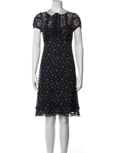 Pre-owned Anna Sui Floral Print Knee-length Dress In Blue