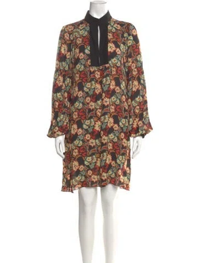 Pre-owned Anna Sui Floral Print Knee-length Dress In Multi