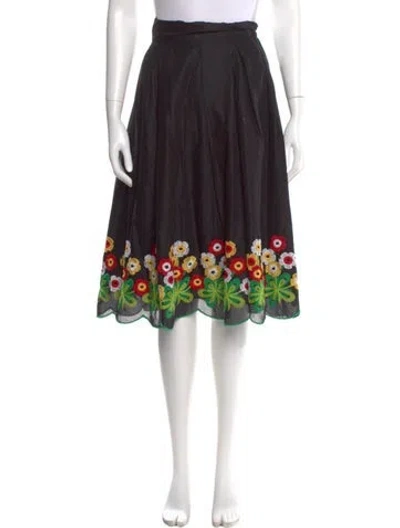 Pre-owned Anna Sui Floral Print Knee-length Skirt In Black
