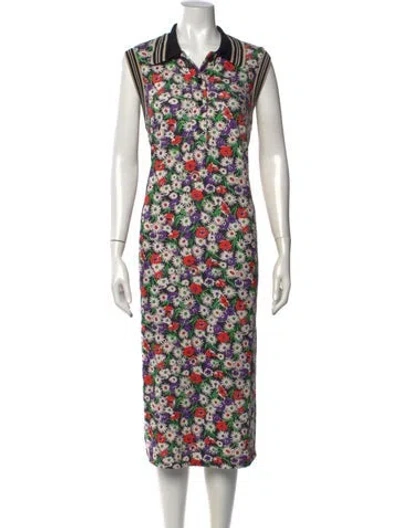 Pre-owned Anna Sui Floral Print Long Dress In Black
